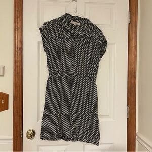 LOFT Black and White Geometric Mini Dress